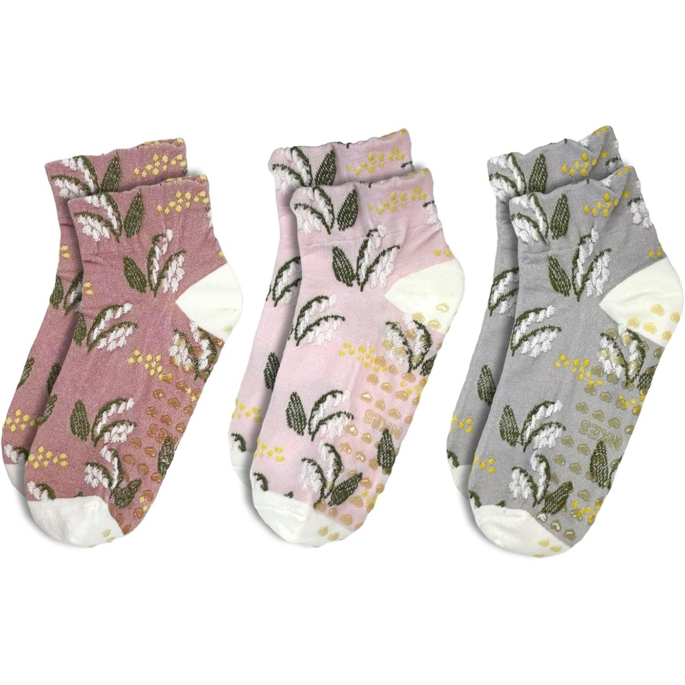 Grip Sock Yoga - Kaus Kaki Yoga Jacquard Bermotif Bunga